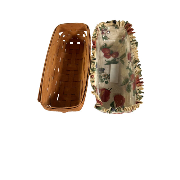 1994 Longaberger Cracker Basket w/Fruit Liner & Protector 7.5"L x 7.5"W 3.5"H - Picture 3 of 4